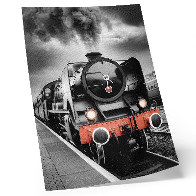Lienzo decorativo moderno Una potente y clásica locomotora de vapor en blanco y negro.