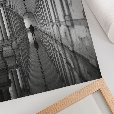 Póster perspectiva de arquitectura con simetría monocromática