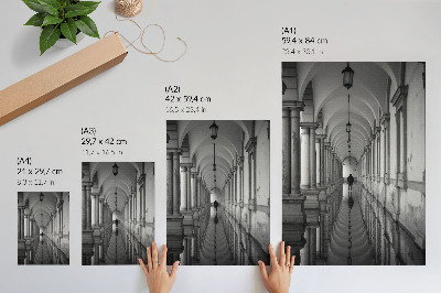 Póster perspectiva de arquitectura con simetría monocromática
