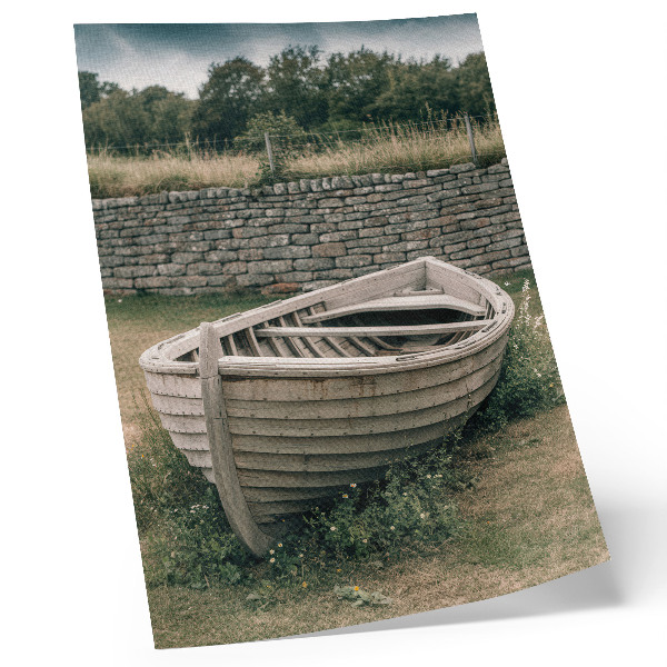 Lienzo decorativo moderno Barco abandonado, muro de hierba, naturaleza, paz