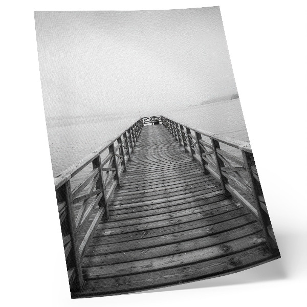 Lámina artística de alta calidad Muelle en blanco y negro, aguas tranquilas, paisaje minimalista