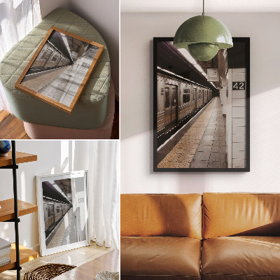 Póster Andén de metro moderno, espacio arquitectónico dinámico