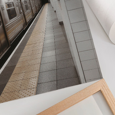 Póster Andén de metro moderno, espacio arquitectónico dinámico