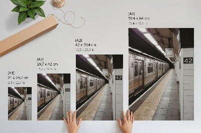 Póster Andén de metro moderno, espacio arquitectónico dinámico