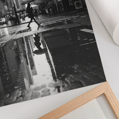 Lienzo decorativo moderno Gráficos de ciudad moderna lluvia en blanco y negro