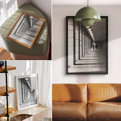 Lienzo decorativo moderno arquitectura moderna con largas sombras y simetría