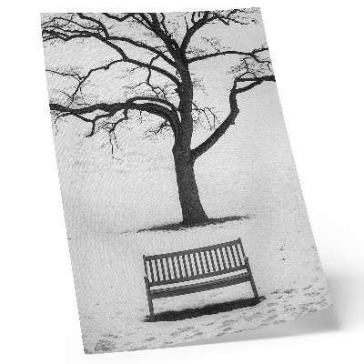 Lienzo decorativo moderno Paisaje minimalista con un árbol y un banco.