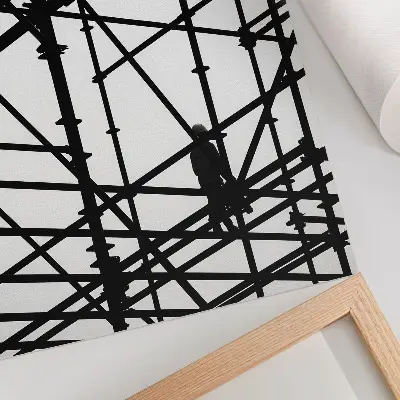 Lienzo decorativo moderno con diseño de líneas contrastantes sobre fondo claro