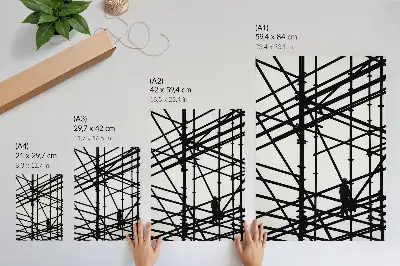 Lienzo decorativo moderno con diseño de líneas contrastantes sobre fondo claro