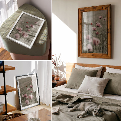 Lámina artística de alta calidad Amapolas en tonos pastel, ambiente romántico, flores delicadas