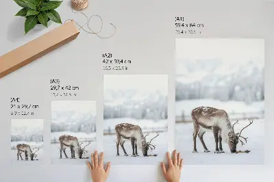 Lienzo decorativo moderno renos en la nieve con diseño natural y elegante