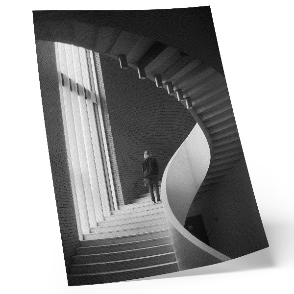 Póster Escalera de caracol, ladrillo, minimalismo, contraste