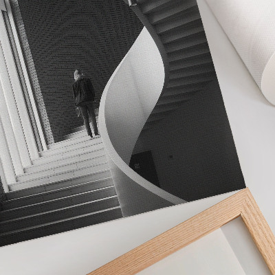 Póster Escalera de caracol, ladrillo, minimalismo, contraste