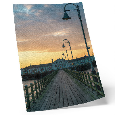 Lienzo decorativo moderno paisaje pintoresco de farola en puente de madera