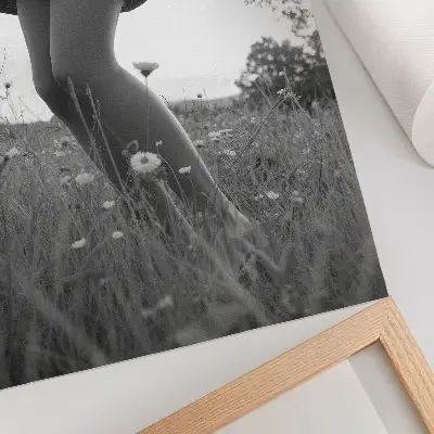 Póster fotografía en blanco y negro de un prado sereno