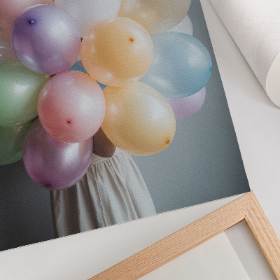 Lienzo decorativo moderno Globos de colores pastel sobre un fondo gris