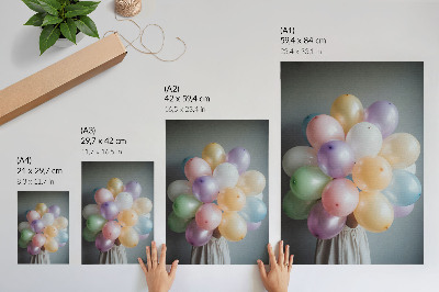 Lienzo decorativo moderno Globos de colores pastel sobre un fondo gris