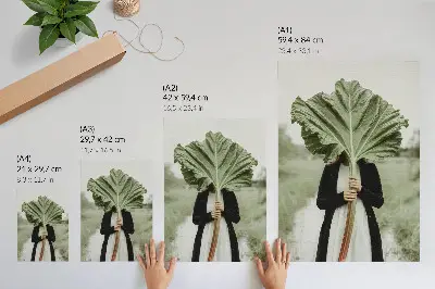 Póster El misterio de la naturaleza: hoja y figura con colores saturados