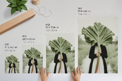 Póster con colores saturados El misterio de la naturaleza: hoja y figura