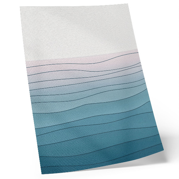 Lienzo decorativo moderno Olas sobre un fondo azul y rosa: un diseño tranquilo.
