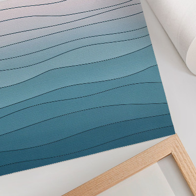 Lienzo decorativo moderno Olas sobre un fondo azul y rosa: un diseño tranquilo.