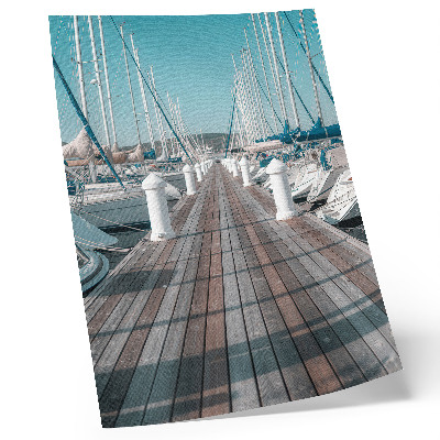 Lámina artística de alta calidad Muelle de yates en puerto deportivo, cielo azul, simetría