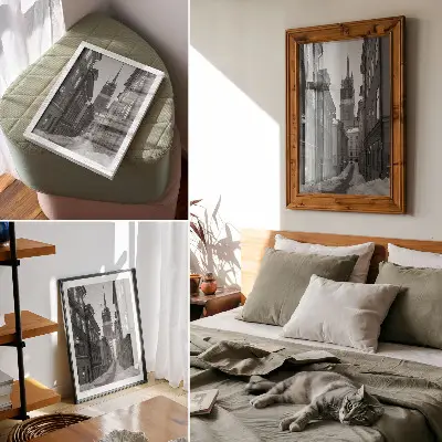 Póster de una calle estrecha con la catedral al fondo póster decorativo