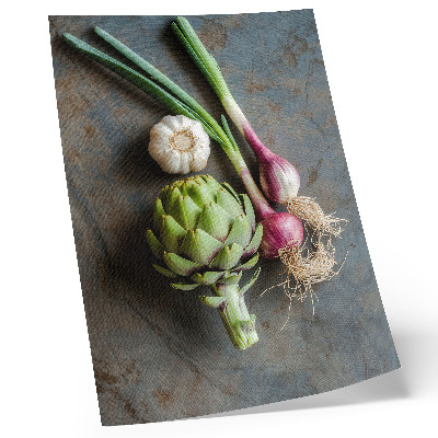 Póster con colores saturados Una composición rústica de vegetales, encantadora y fresca.