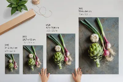 Póster de vegetales rústicos una composición encantadora y fresca con colores saturados