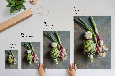 Póster con colores saturados Una composición rústica de vegetales, encantadora y fresca.