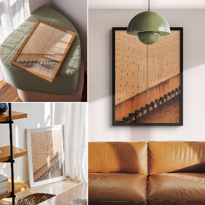 Póster Líneas geométricas en tonos beige y marrón llenas de armonía.