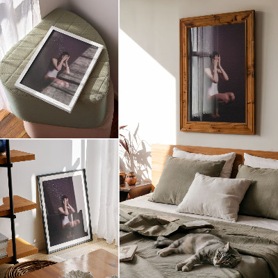 Lienzo decorativo moderno Una figura en la oscuridad con partículas mágicas