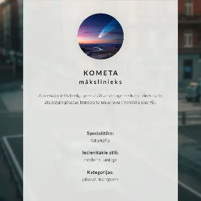 Lámina artística de alta calidad edificios de apartamentos con coche retro al atardecer