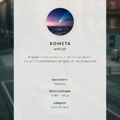 Lámina artística de alta calidad edificios de apartamentos con coche retro al atardecer