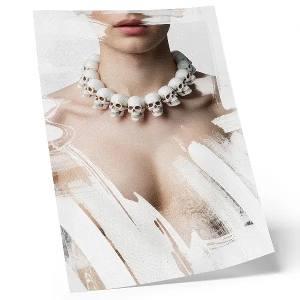 Collar de calavera artístico con diseño moderno de colores saturados