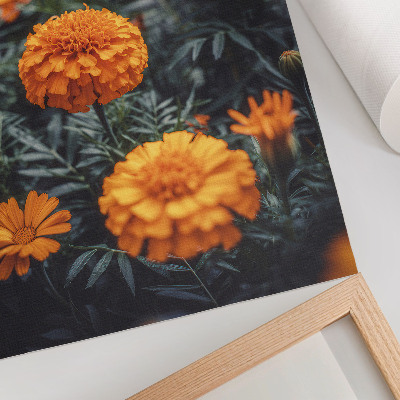 Póster con colores saturados Flores naranjas, hojas verdes, clásico