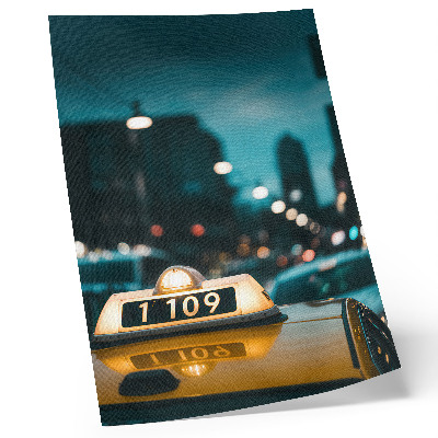 Lienzo decorativo moderno Taxi nocturno en la ciudad, luces borrosas y dinámicas