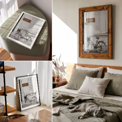 Bicicleta elegante y arquitectura clásica póster con colores saturados