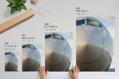Lámina artística de alta calidad Primer plano de un elegante avión con detalles metálicos.