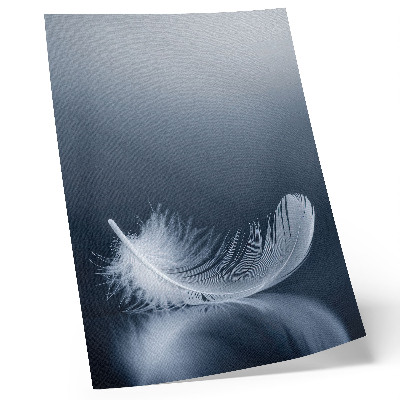 Póster Pluma blanca sobre fondo gris, paz y armonía.