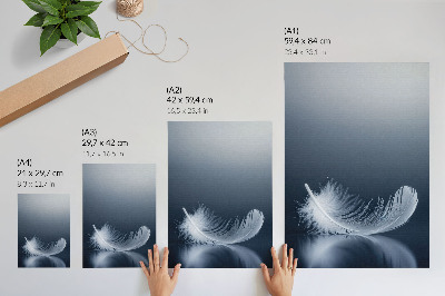 Póster Pluma blanca sobre fondo gris, paz y armonía.
