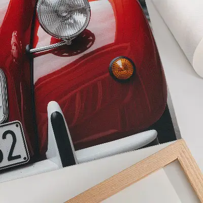 Póster de coche clásico con colores saturados y detalles expresivos de ambiente retro