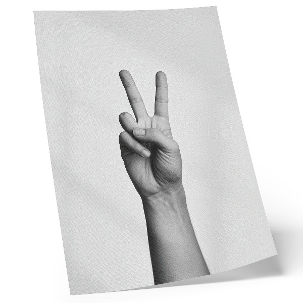 Póster con colores saturados Gesto de paz en blanco y negro, minimalismo y elegancia