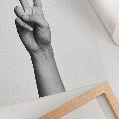 Póster con colores saturados Gesto de paz en blanco y negro, minimalismo y elegancia