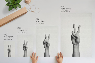 Póster con colores saturados Gesto de paz en blanco y negro, minimalismo y elegancia
