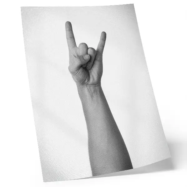 Lienzo decorativo moderno con diseño de gesto de mano minimalista en blanco y negro