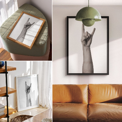 Lienzo decorativo moderno gesto de mano minimalista en blanco y negro