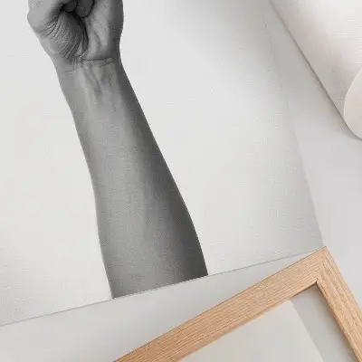Lienzo decorativo moderno con diseño de gesto de mano minimalista en blanco y negro