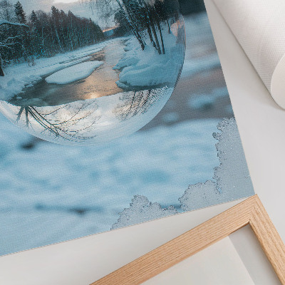 Lienzo decorativo moderno Paisaje invernal con reflejos azules de los árboles