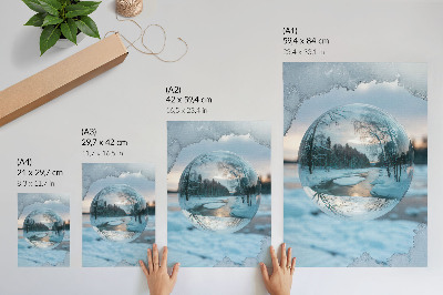 Lienzo decorativo moderno Paisaje invernal con reflejos azules de los árboles